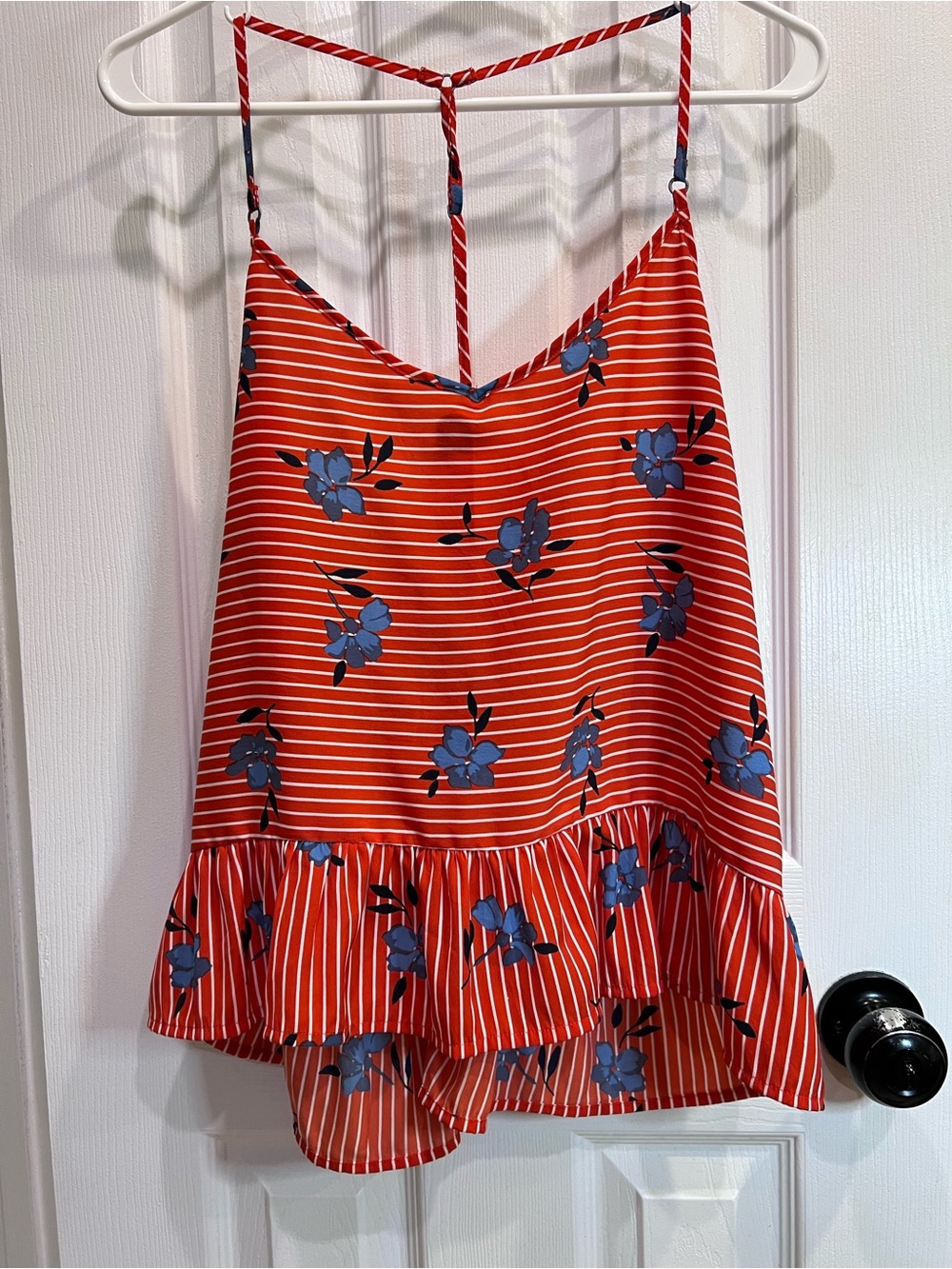 Abercrombie & Fitch Red Striped Floral Cami